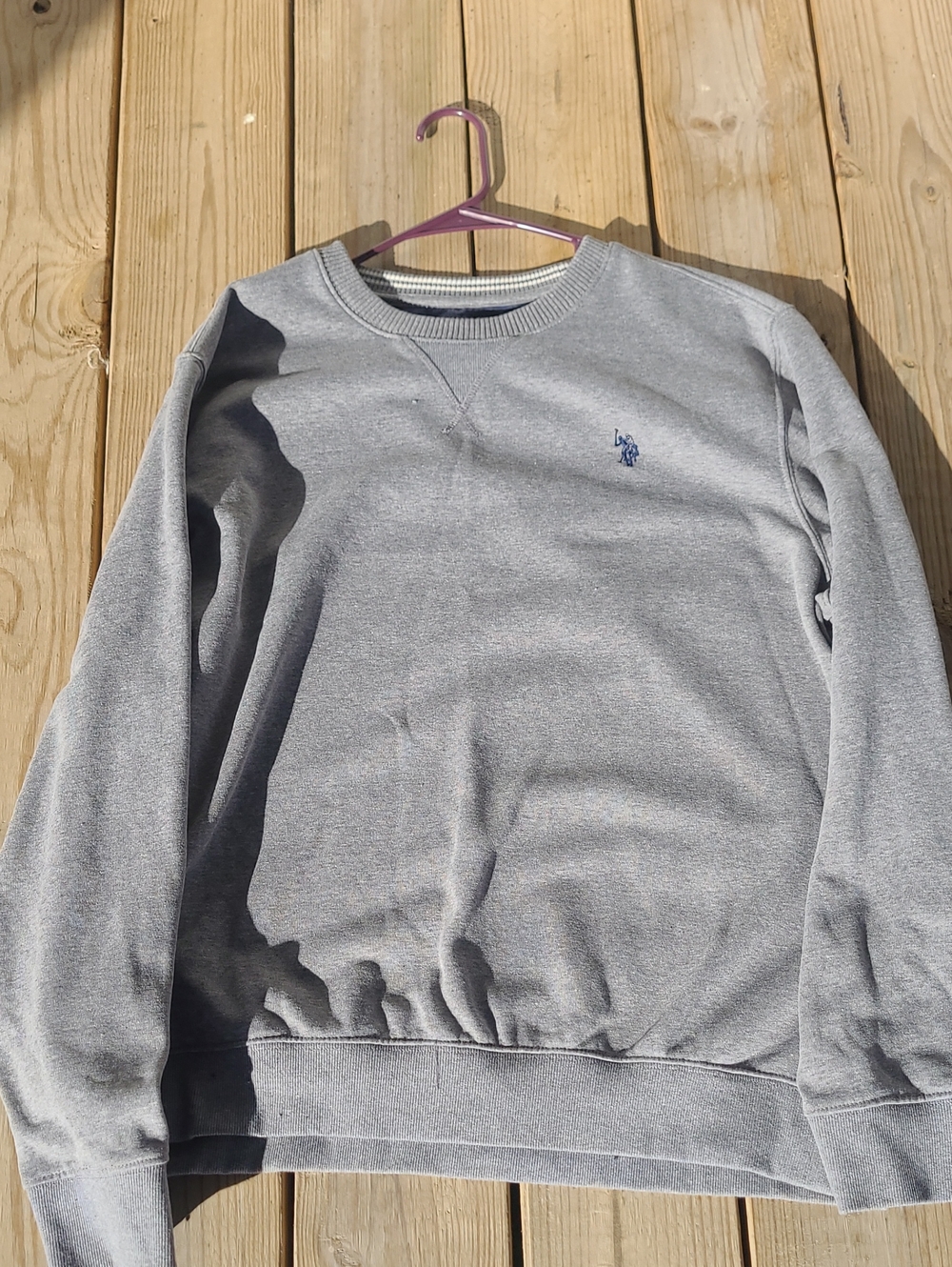 U.S. Polo Assn. Light Gray Crewneck Sweatshirt with Embroidered Logo